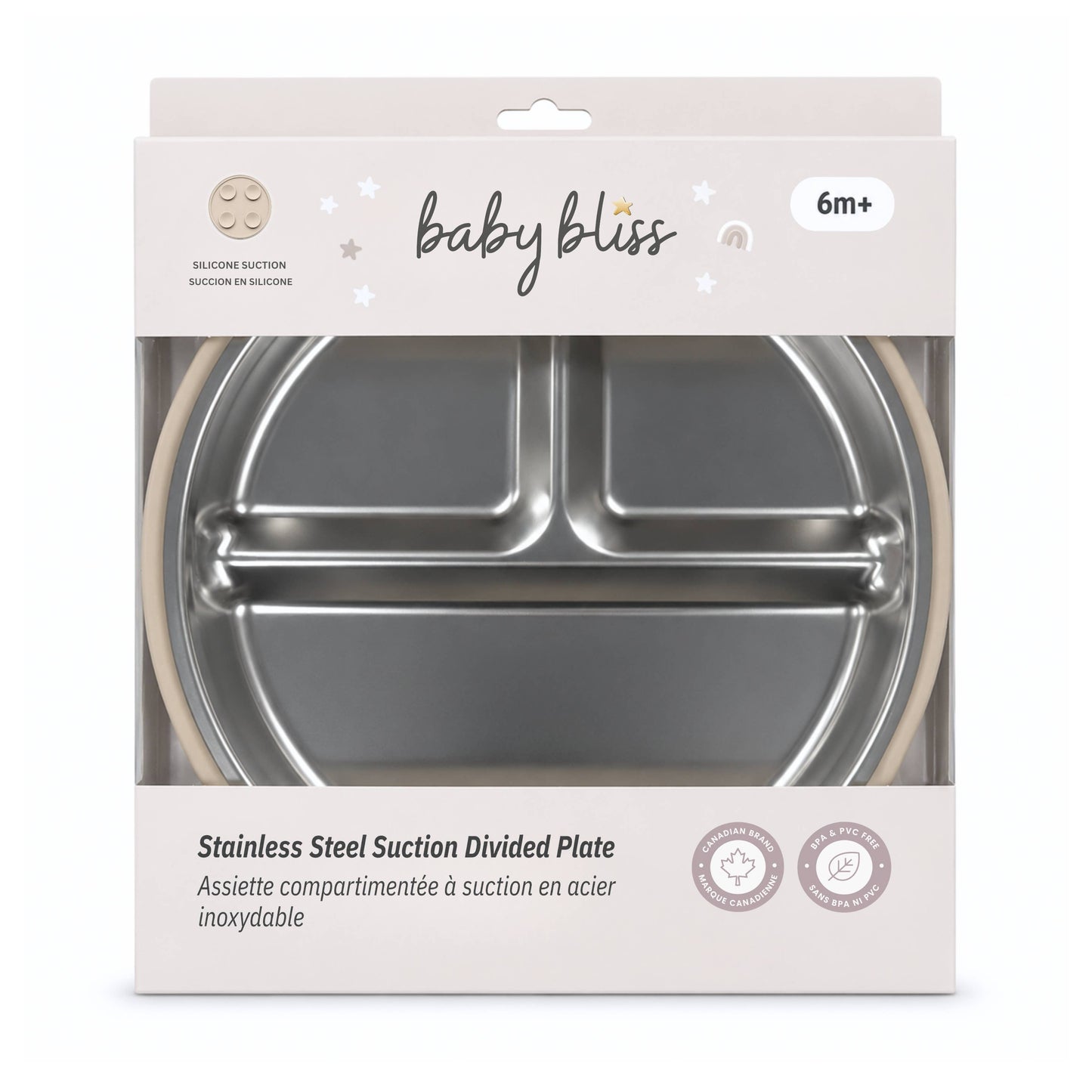 Baby Bliss Tallerken i Rustfritt Stål Almond