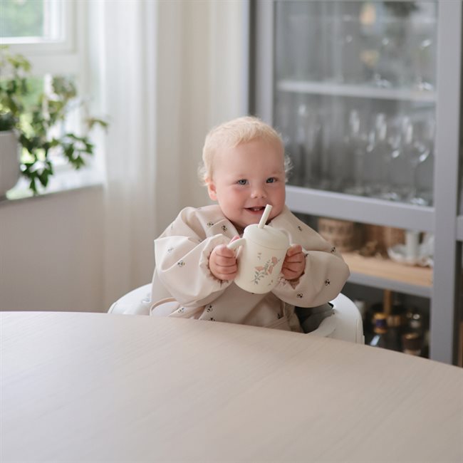 Mushie Silikon Kopp med Sugerør Blomster