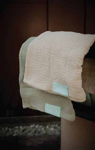 Najell Muslintæpper 2stk - Ivory White/Agave Green