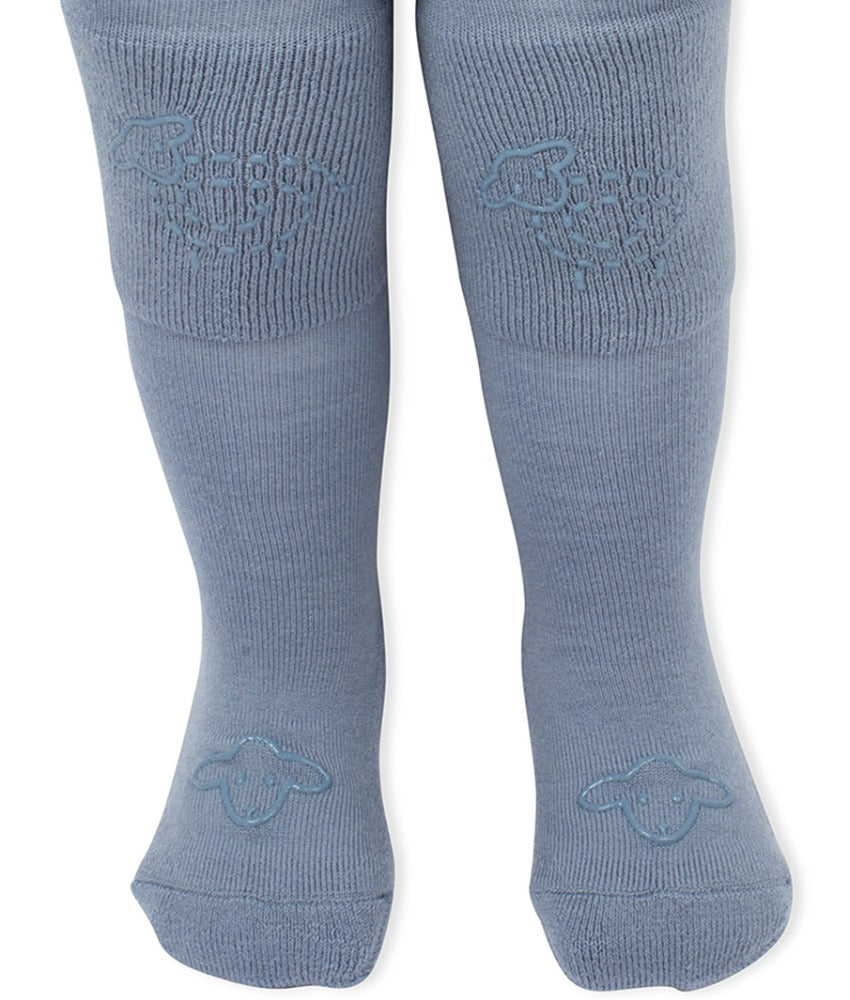 Lillelam Ullstrømpebukse Antiskli - Mellomblå