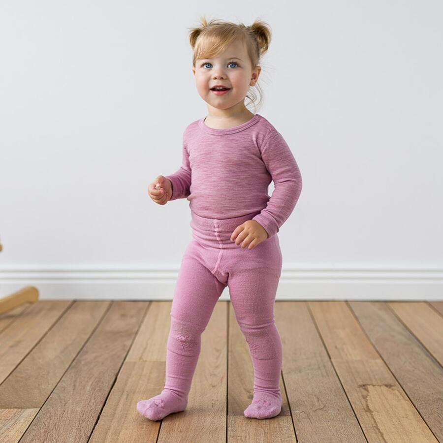 Lillelam Ullstrømpebukse Antiskli - Lyng