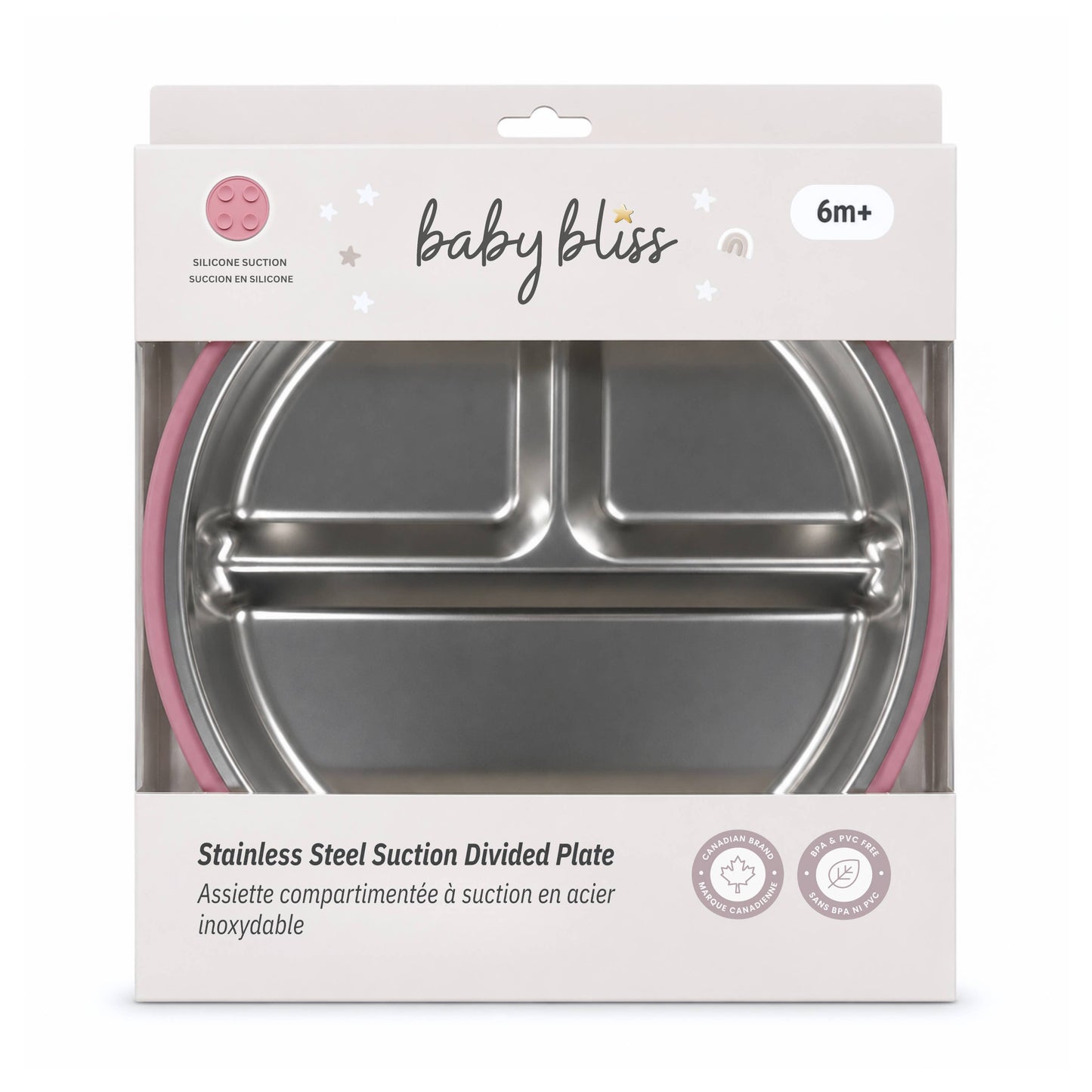 Baby Bliss Tallerken i Rustfritt Stål Dusty Rose