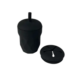 Barnekopp Sugerør & Snack lokk i Silikon - Satin Black