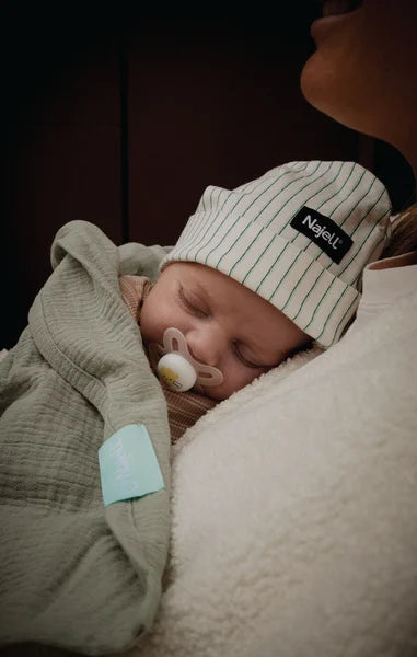 Najell Muslintæpper 2stk - Ivory White/Agave Green