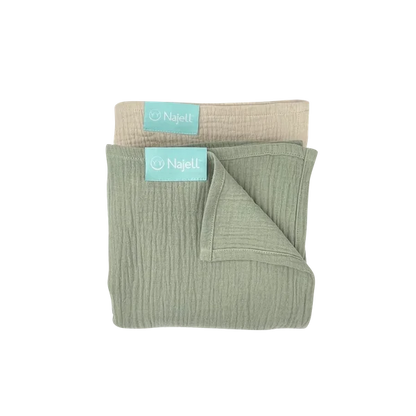 Najell Muslintæpper 2stk - Ivory White/Agave Green