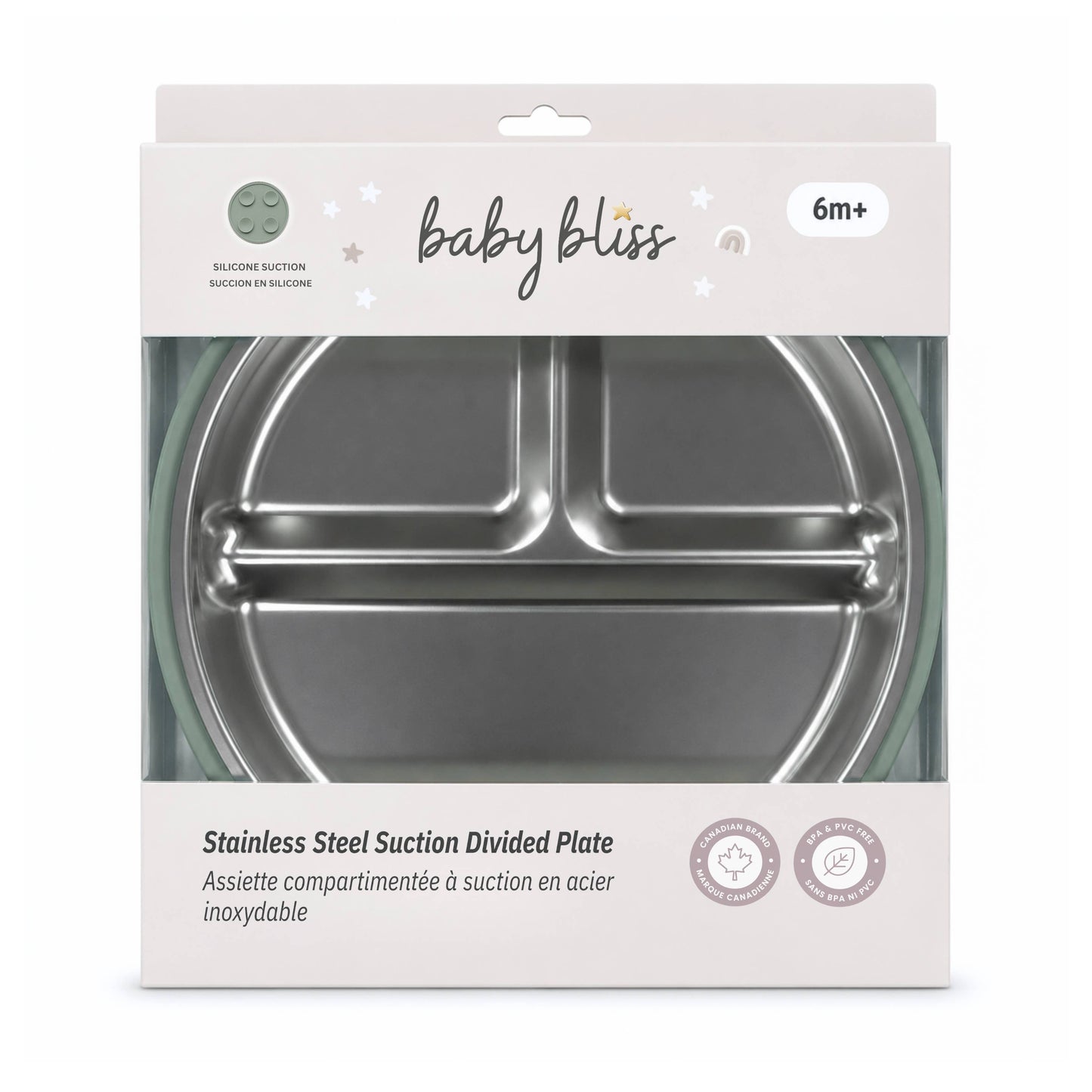 Baby Bliss Tallerken i Rustfritt Stål Sage