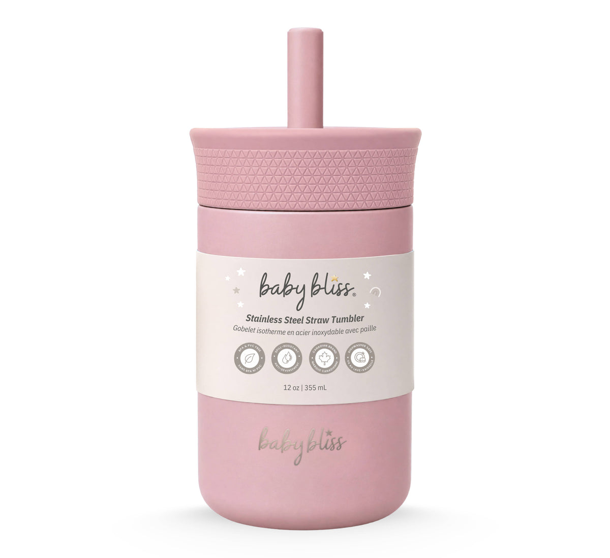 Baby Bliss Drikkekopp i rustfritt stål - Dusty Pink