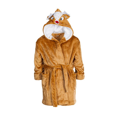 Salto Morgenkåpe i Fluffy Fleece - Brun Elg