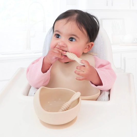 Baby Bliss Skål og Treningskjeer Almond