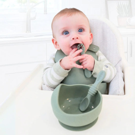 Baby Bliss Skål og Treningskjeer Green