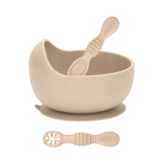 Baby Bliss Skål og Treningskjeer Almond