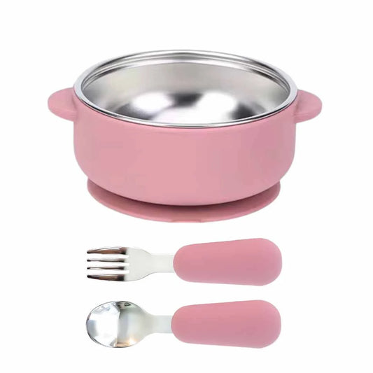 Baby Bliss Spisesett i Rustfritt Stål Dusty Rose