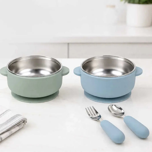 Baby Bliss Spisesett i Rustfritt Stål Dusty Teal
