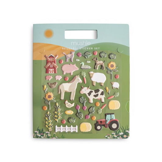 Mushie Gjenbrukbart klistremerkesett Bondegård
