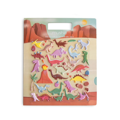 Mushie Gjenbrukbart klistremerkesett Dino