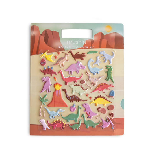 Mushie Gjenbrukbart klistremerkesett Dino