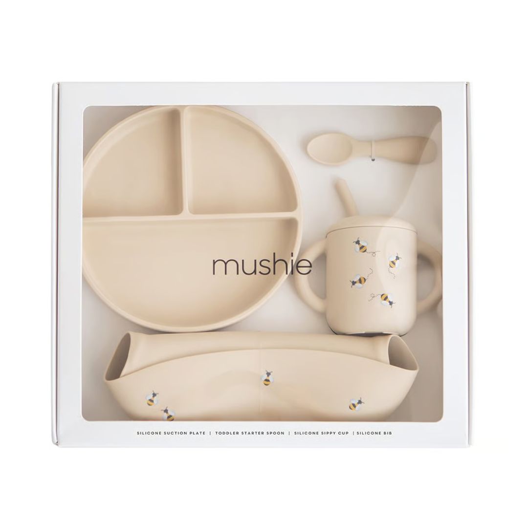 Mushie Spisesett i Silikon Bie