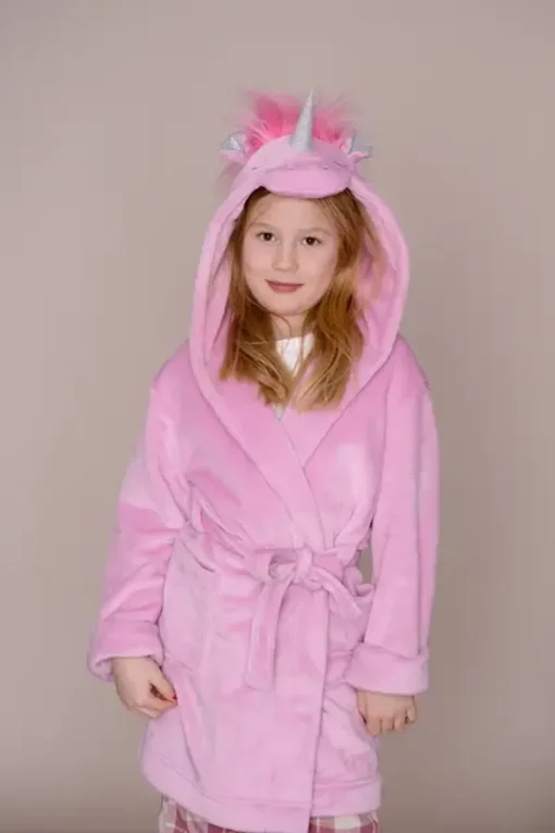 Salto Morgenkåpe i Fluffy Fleece - Rosa Unicorn - Bilde 2